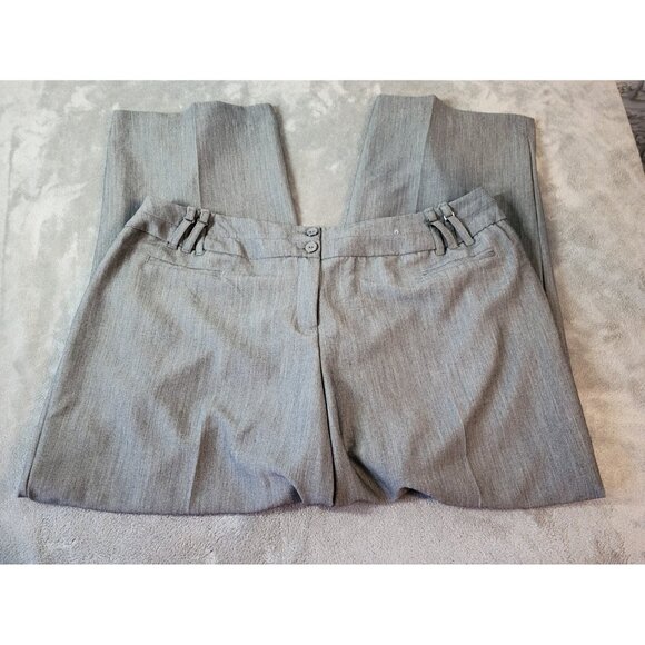 Cato Pants - Cato Women Pants 22WP Petite Plus Wide Leg Gray Poly Blend Zip Fly GRA30E